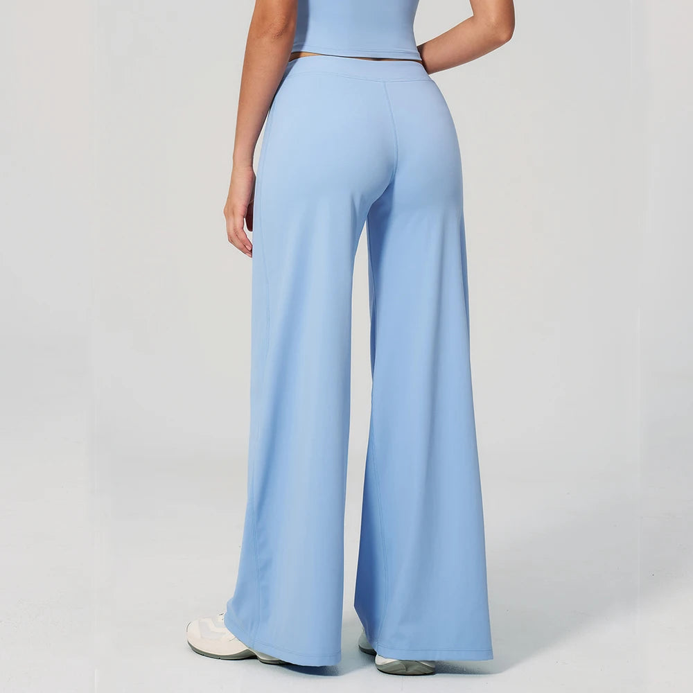 Womens Straight Leg Pants High Waisted Wide Leg Yoga Pants Breathable Loose Baggy Sweatpants for Gym Running Casual Bell-bottoms