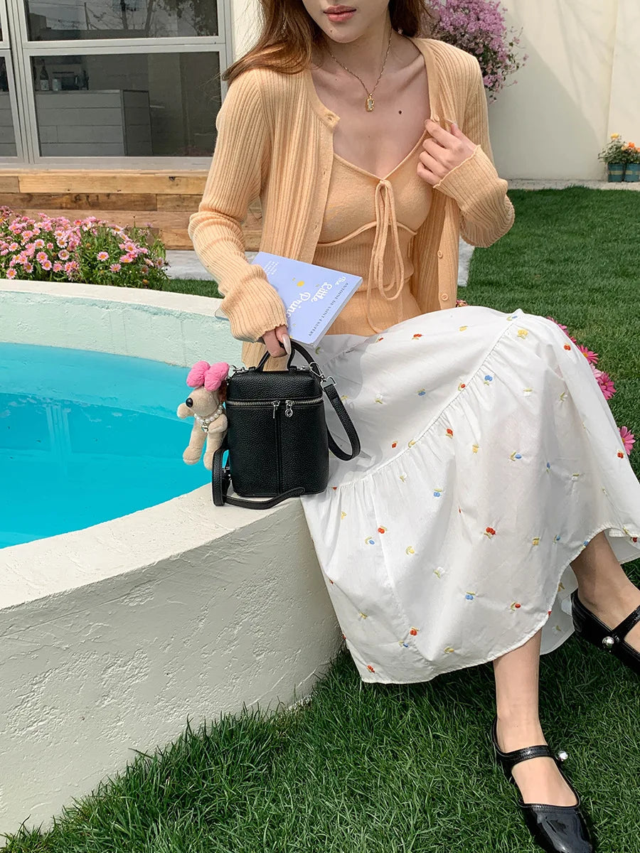 Sweet Embroidery Floral Long Skirts Women High Waist Loose Elegant Skirt Vintage Casual Preppy Style Female Cute A Line Skirt