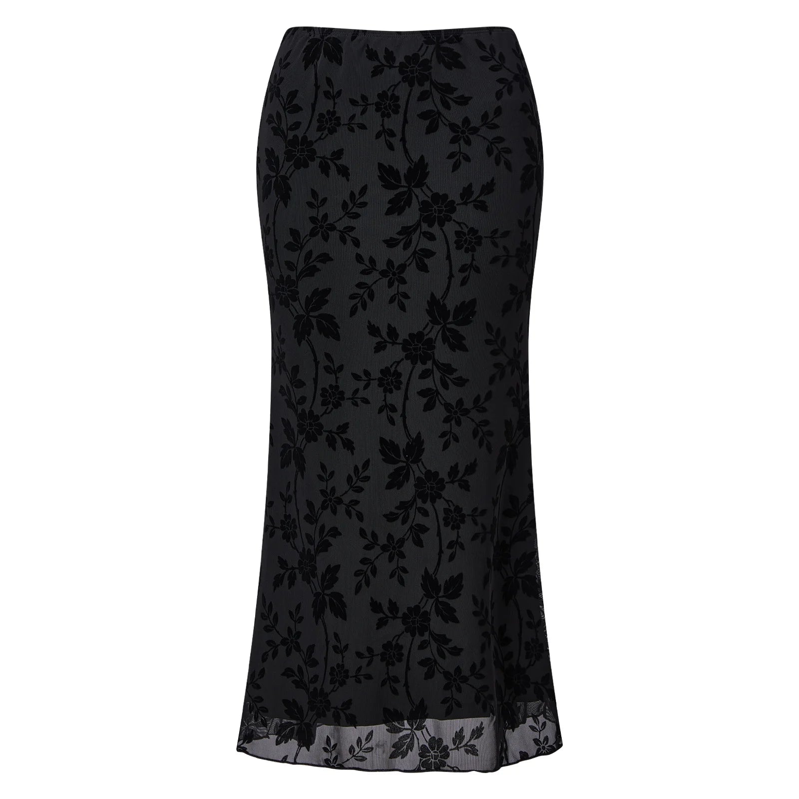 New Women's Floral Long Skirts High Waist Bodycon Mesh Fish Tail Skirt Summer Fall Bohemian Retro Party Going Out Skirts