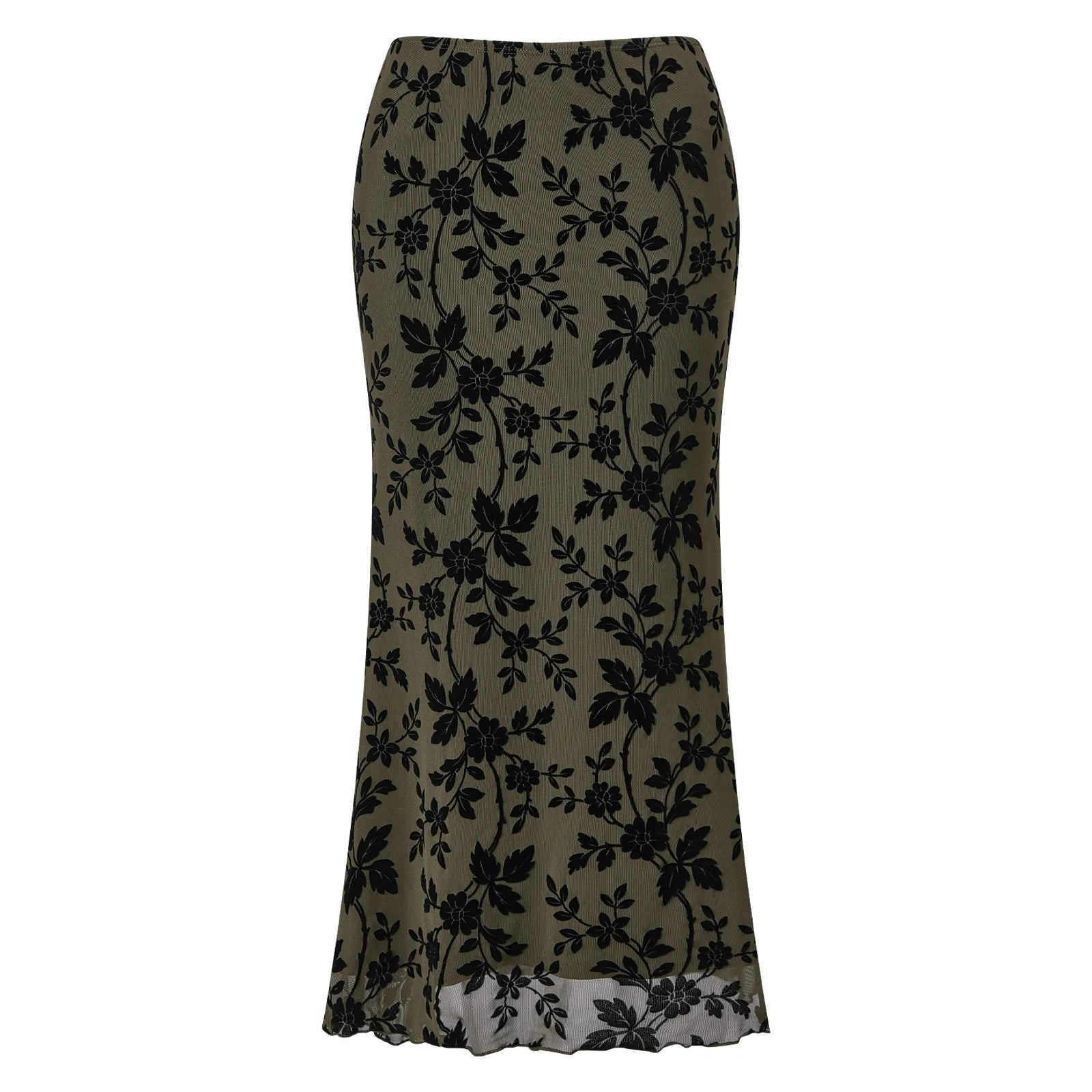New Women's Floral Long Skirts High Waist Bodycon Mesh Fish Tail Skirt Summer Fall Bohemian Retro Party Going Out Skirts
