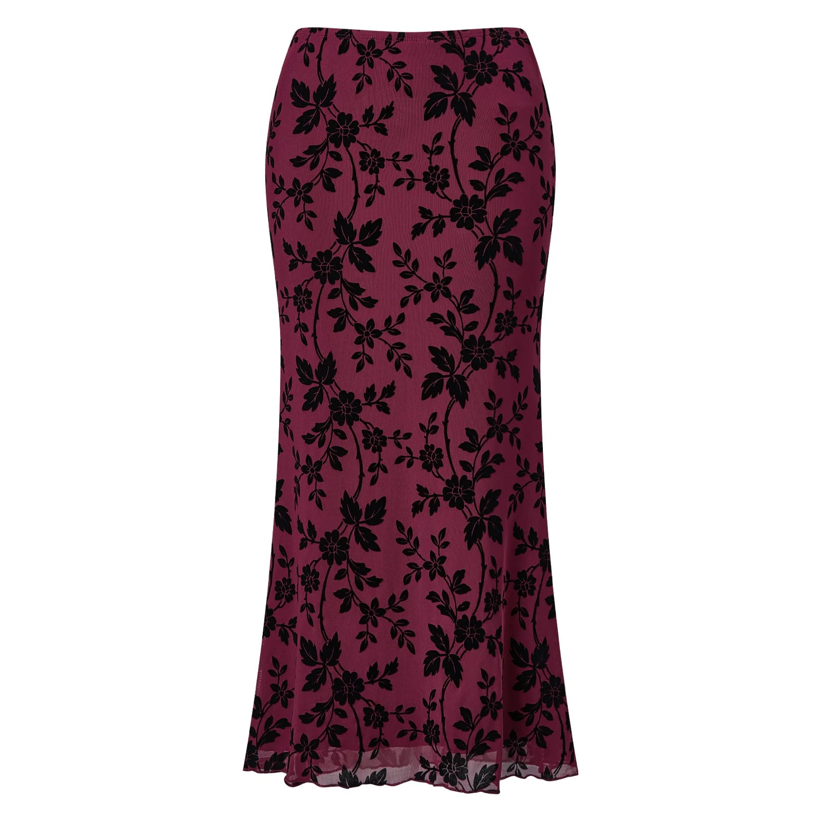 New Women's Floral Long Skirts High Waist Bodycon Mesh Fish Tail Skirt Summer Fall Bohemian Retro Party Going Out Skirts