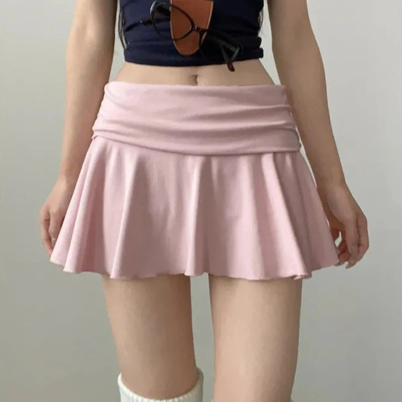 Waist-Flipping  Ruched Skirts Prevent Exposure Golf Sports Women Short Dress High Elasticity Athletic Short High Waist Skirt